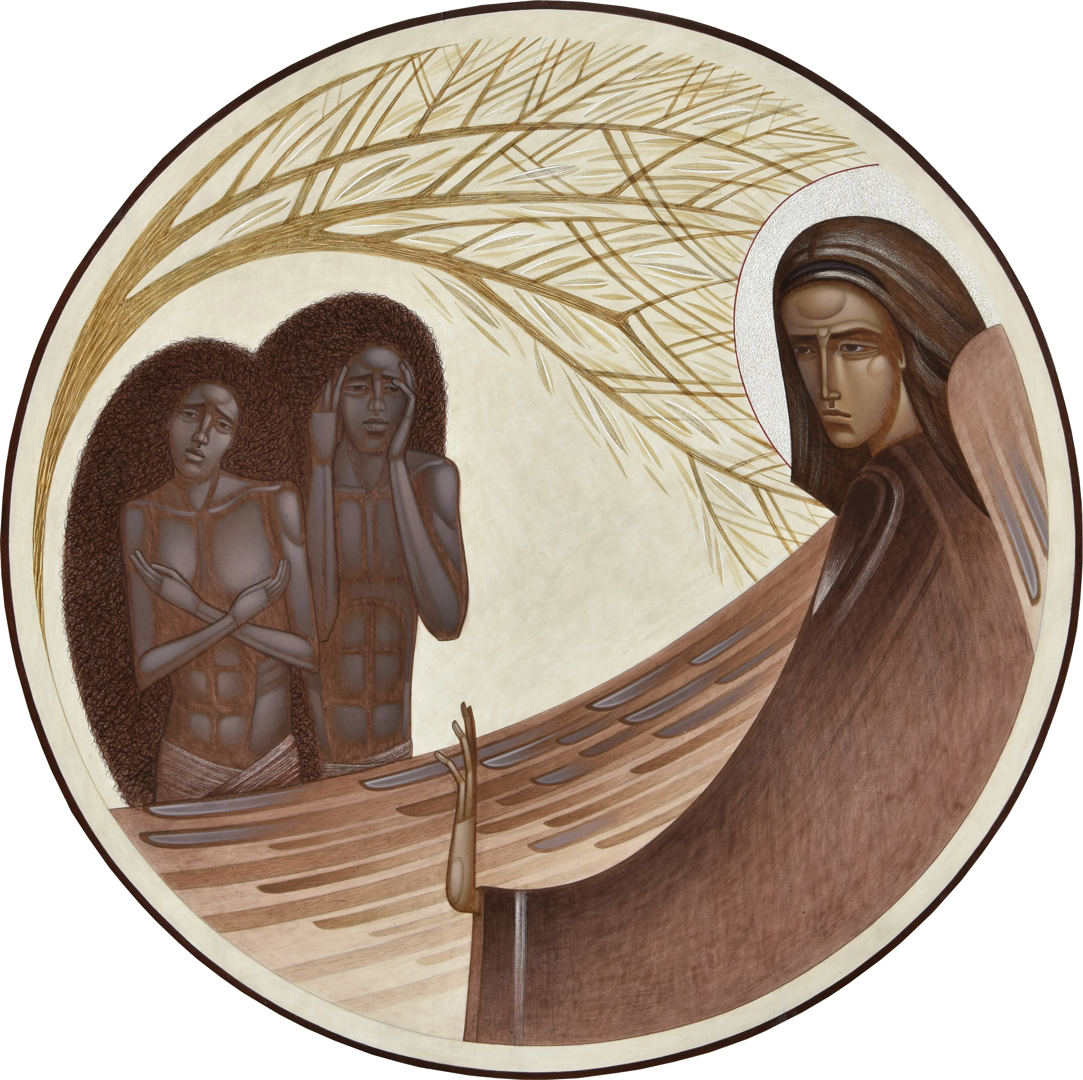 Зображення "Вигнання" від ДЕНИС ТИМЧИШИН, матеріали: липова дошка, левкас, акрил, медіум: ІКОНОПИС, місто: Львів, ціна: $3700