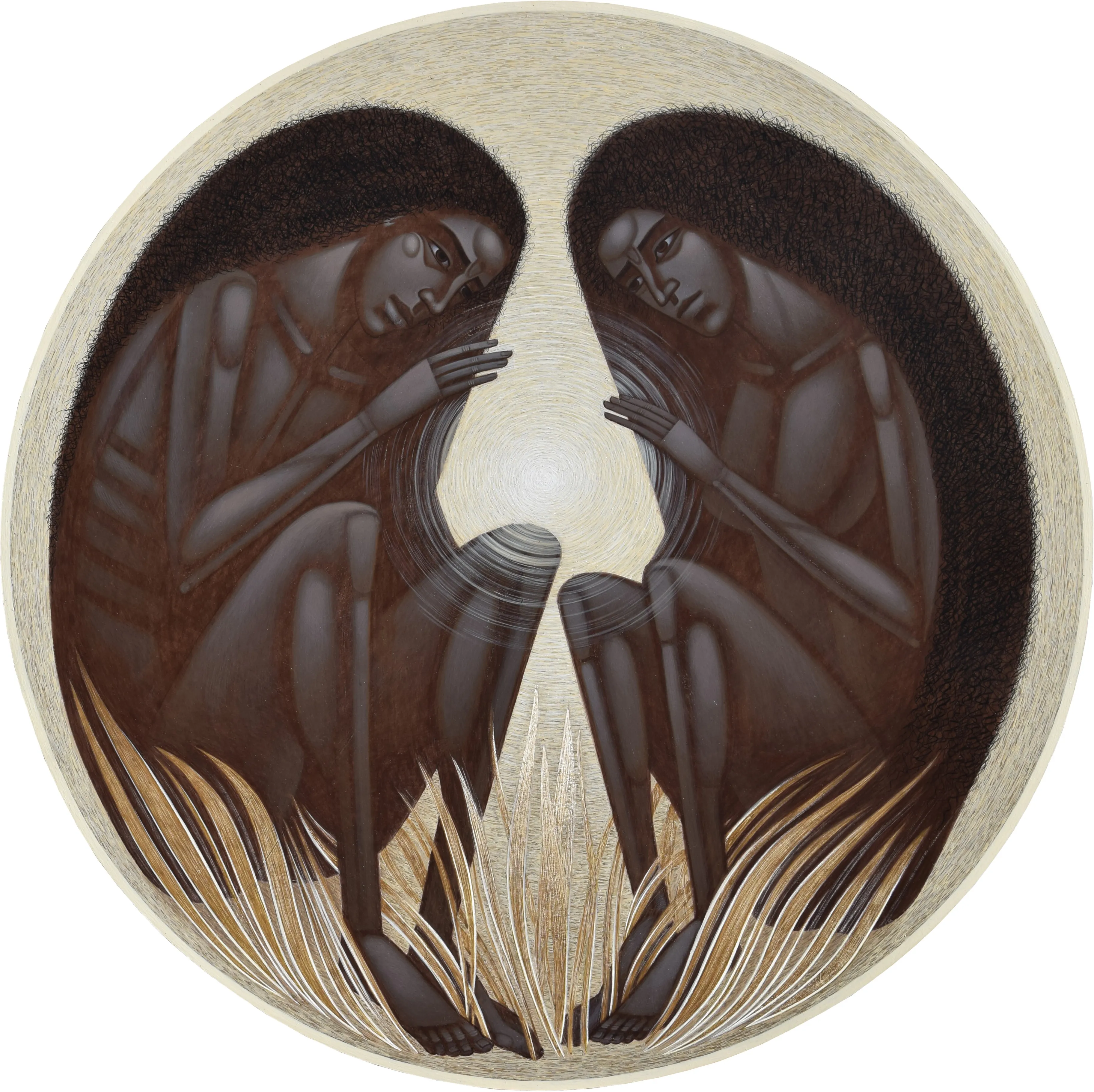 Зображення "Розмова з Богом" від ДЕНИС ТИМЧИШИН, розмір: ⌀ 51 см, матеріали: липова дошка, левкас, акрил, медіум: ІКОНОПИС, місто: Львів, ціна: $3700