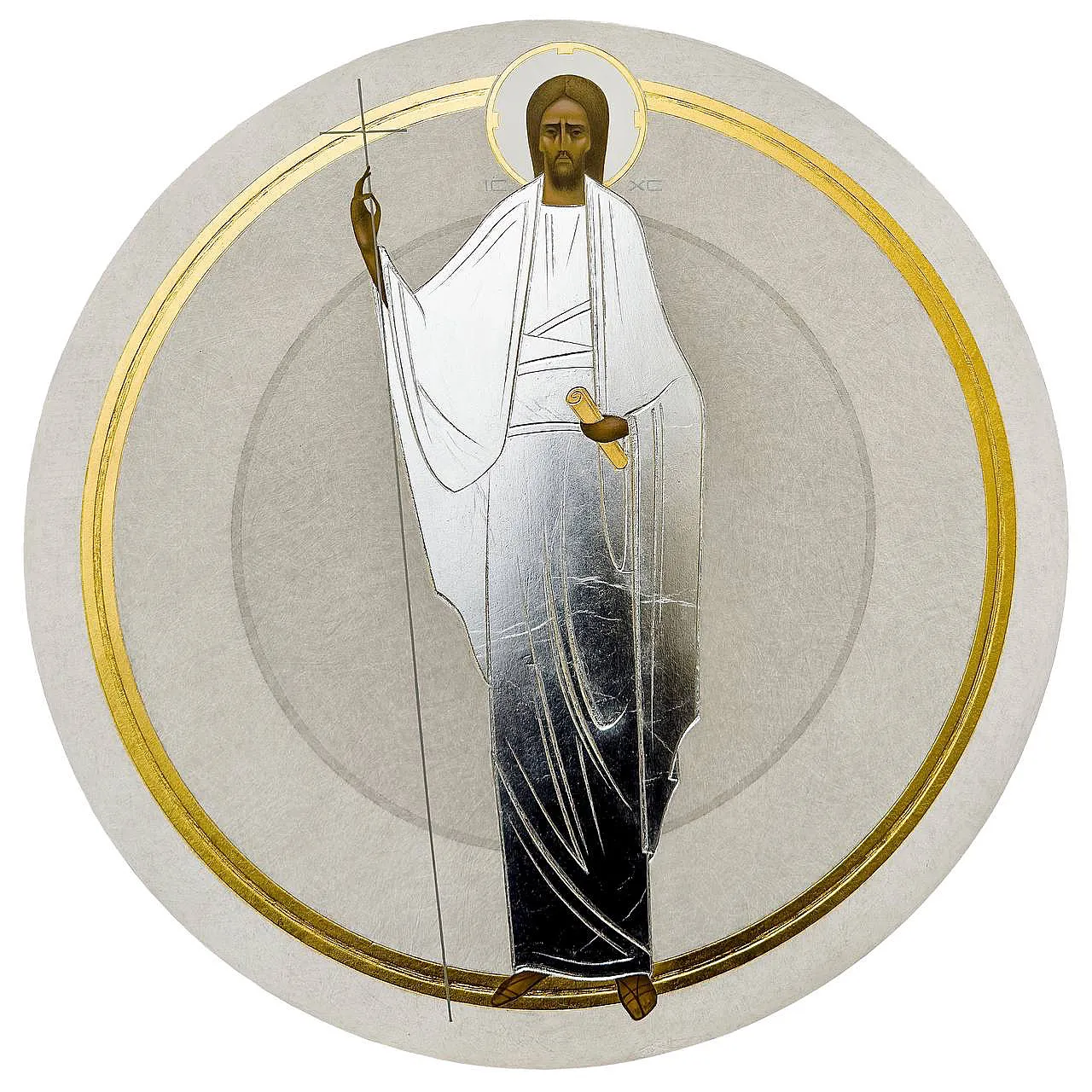 Зображення "Воскресіння" від ДЕНИС ТИМЧИШИН, розмір: ⌀ 45 см, матеріали: липова дошка, левкас, акрил, золото, медіум: ІКОНОПИС, місто: Львів