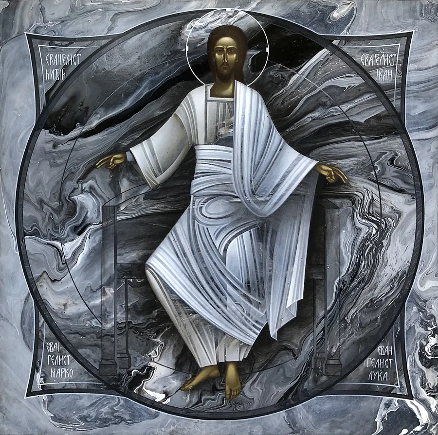 Зображення "Спас у славі" від ДЕНИС ТИМЧИШИН, розмір: 60x60 см, матеріали: липова дошка, левкас, акрил, медіум: ІКОНОПИС, місто: Львів, ціна: $1000