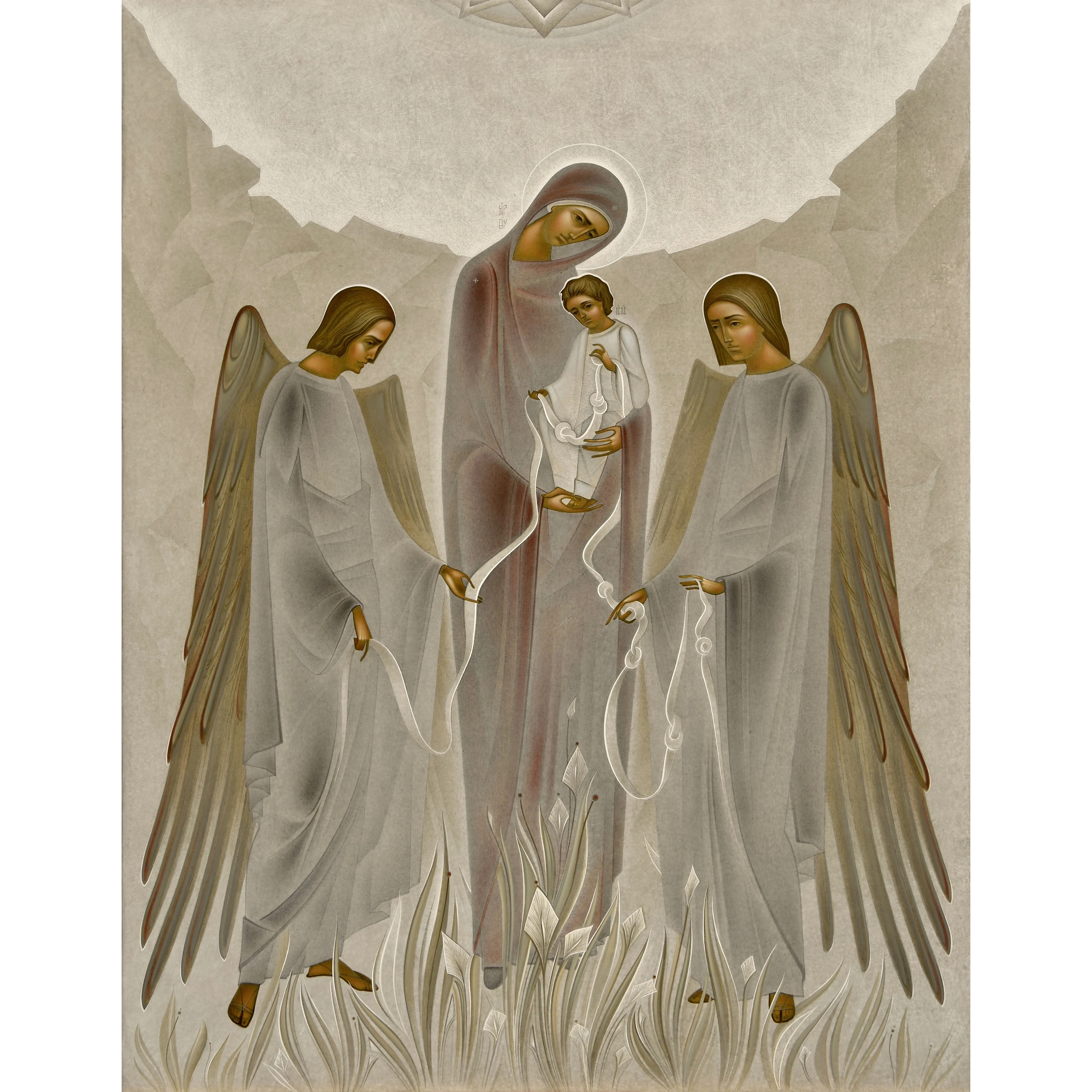 Зображення "Богородиця, яка розвязує вузли " від ДЕНИС ТИМЧИШИН, розмір: 70х55 см, матеріали: липова дошка, левкас, акрил, медіум: ІКОНОПИС, місто: Львів, ціна: $2000