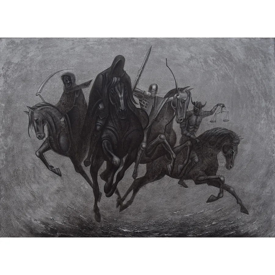 Зображення "Апокаліпсис  " від ДЕНИС ТИМЧИШИН, розмір: 100х80 см, матеріали: липова дошка, левкас, акрил, медіум: ІКОНОПИС, місто: Львів, ціна: $1000