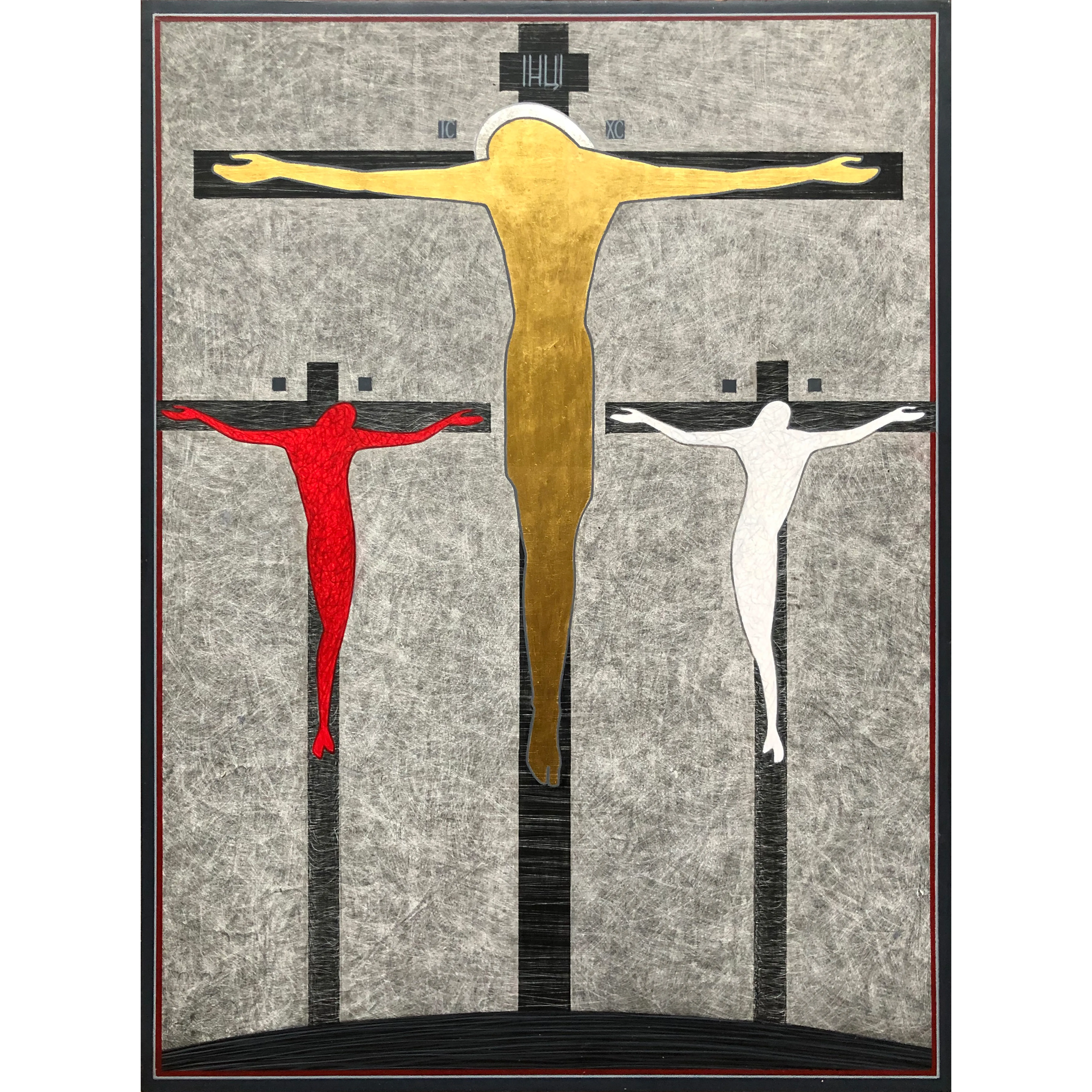 Зображення "Розп'яття" від ДЕНИС ТИМЧИШИН, розмір: 40х30 см, матеріали: липова дошка, левкас, акрил, золото, медіум: ІКОНОПИС, місто: Львів, ціна: $700