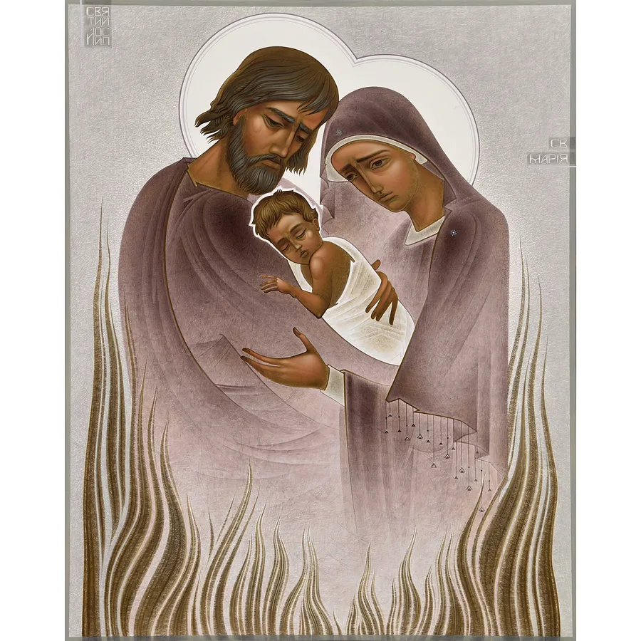 Зображення "Свята родина " від ДЕНИС ТИМЧИШИН, розмір: 50х40 см, матеріали: липова дошка, левкас, акрил, медіум: ІКОНОПИС, місто: Львів, ціна: $3700