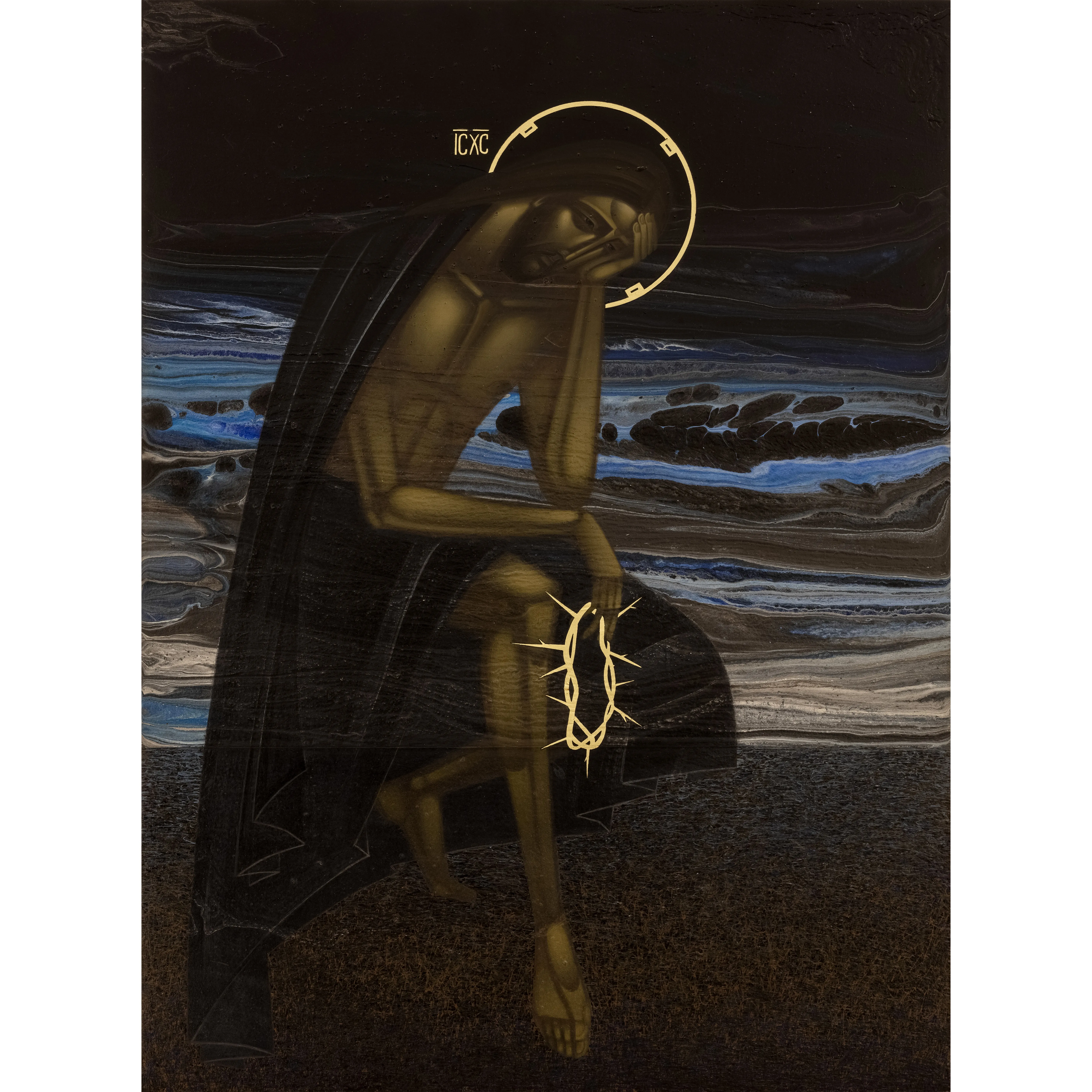 Зображення "Ісус Христос" від ДЕНИС ТИМЧИШИН, розмір: 70х50 см, матеріали: липова дошка, левкас, акрил, золото, медіум: ІКОНОПИС, місто: Львів, ціна: $1800