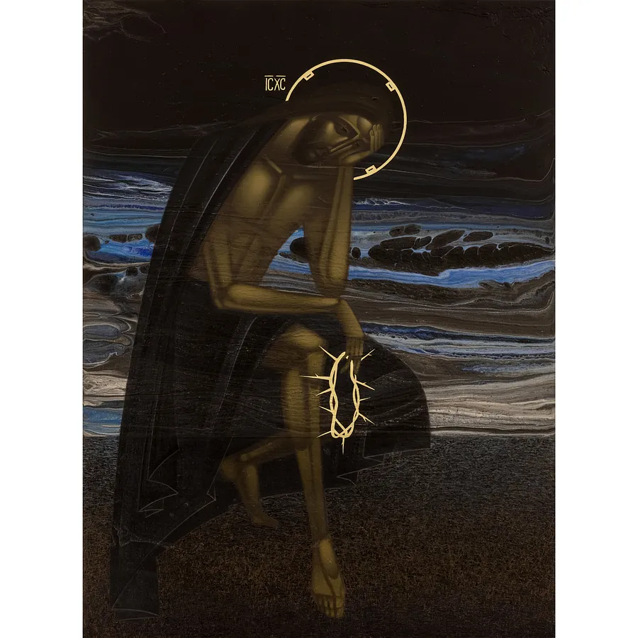 Зображення "Ісус Христос" від ДЕНИС ТИМЧИШИН, розмір: 70х50 см, матеріали: липова дошка, левкас, акрил, золото, медіум: ІКОНОПИС, місто: Львів, ціна: $1800